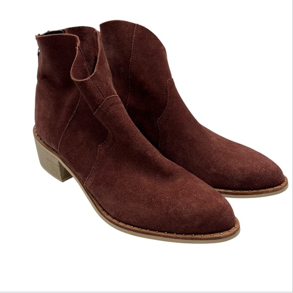 Crevo Shoes - Crevo Clara Sz 8.5 Leather Suede Ankle Booties Brick Red Boots